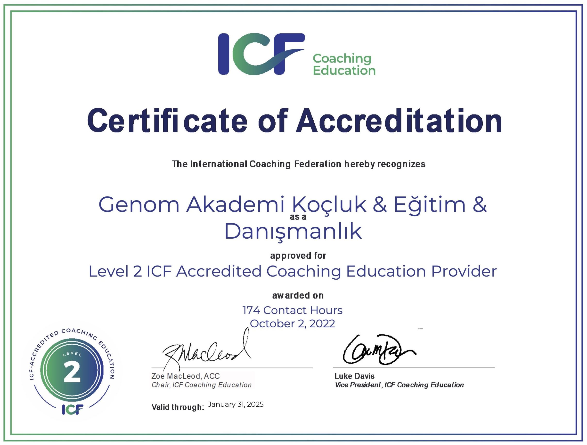Genom Akademi Koçluk Level 2 Certificate